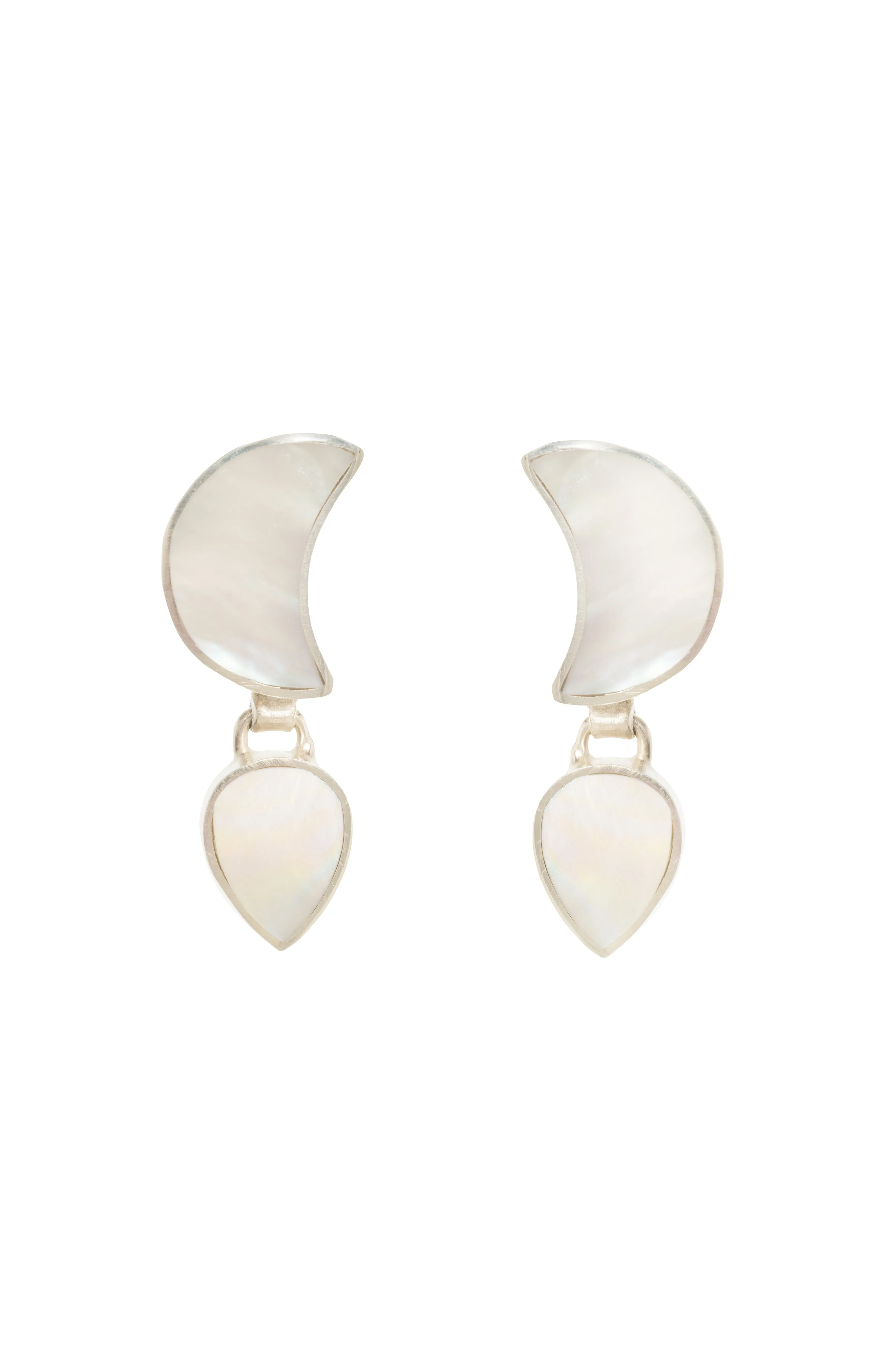 Petite Moon Earrings, Silver