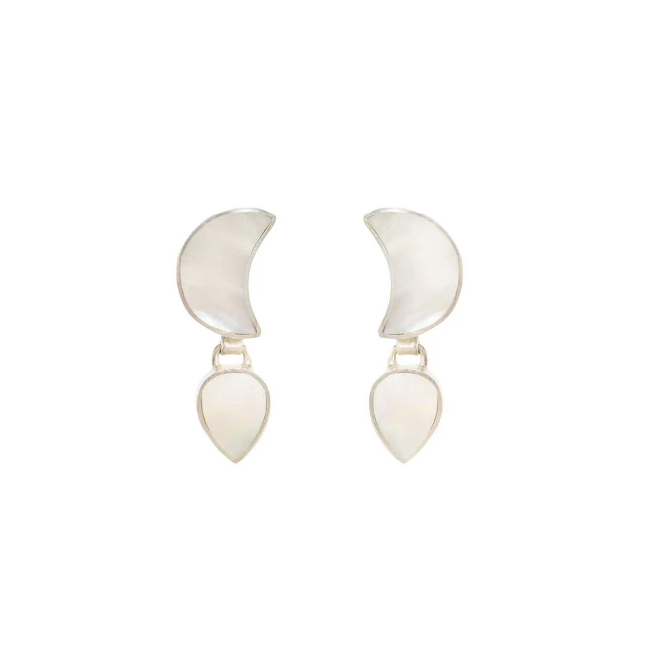 Petite Moon Earrings, Silver