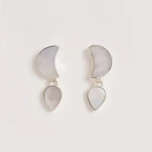 Petite Moon Earrings, Silver