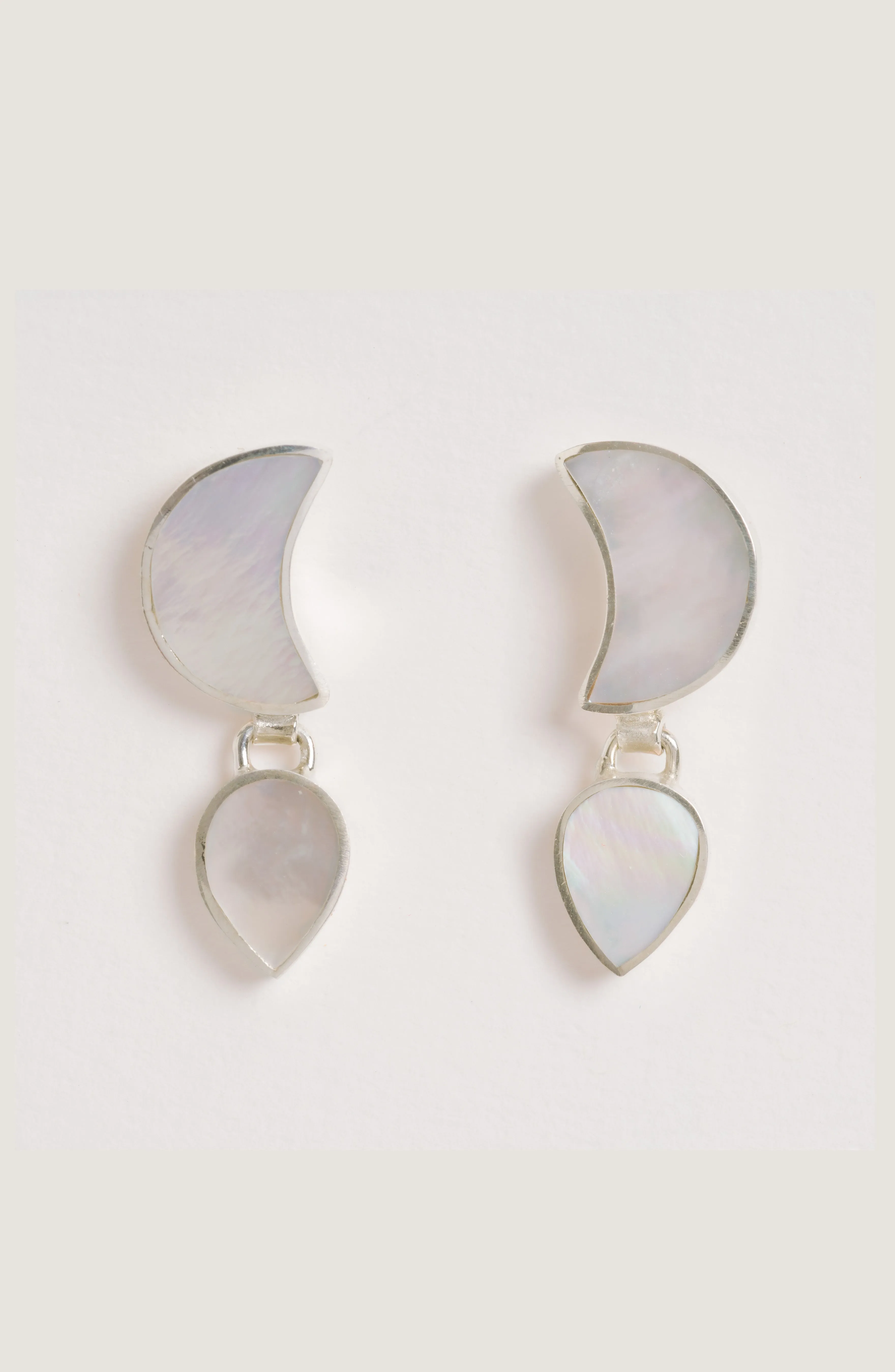 Petite Moon Earrings, Silver