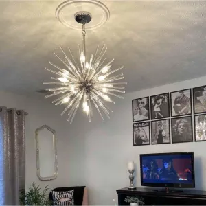 Polaris 38 in. 16 Lights Pendant Light Polished Chrome Finish