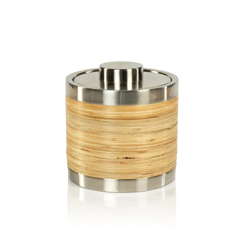 Rattan and Steel Ice Bucket