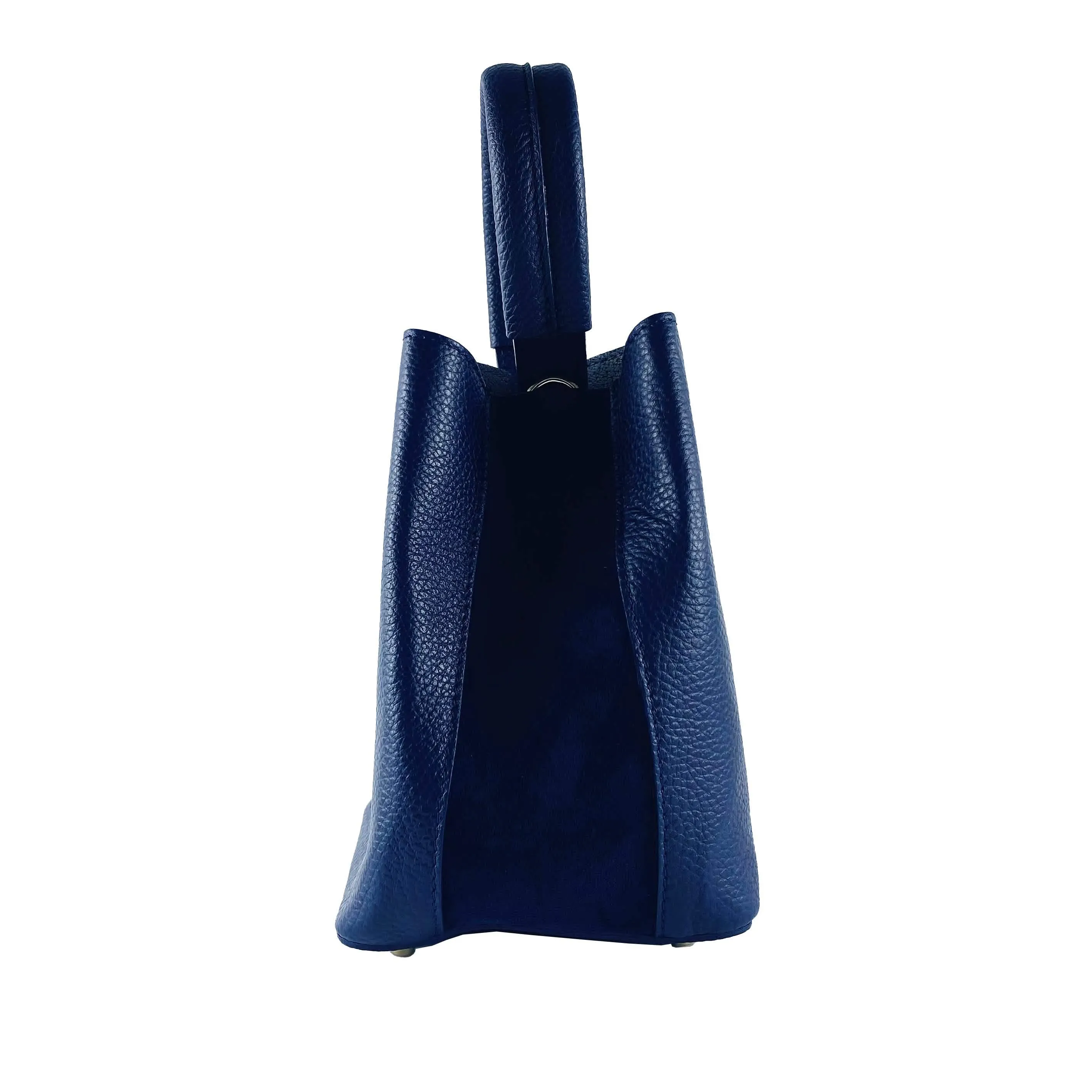Renato Borzatta Authentic Leather Bucket Bag with Detachable Pouch in Rich Blue