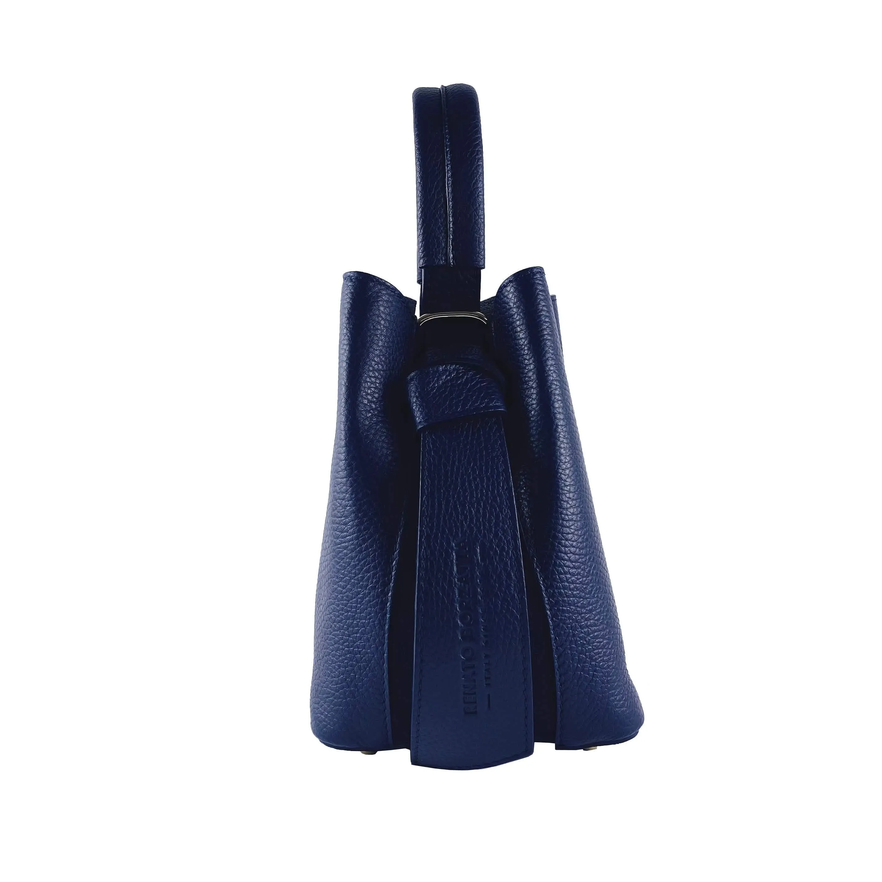 Renato Borzatta Authentic Leather Bucket Bag with Detachable Pouch in Rich Blue