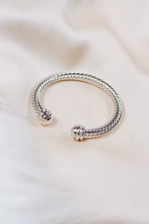 Silver Twisted Texture Cuff Bracelet