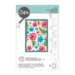 Sizzix A6 Layered Stencil 4/Pkg - Abstract Blooms
