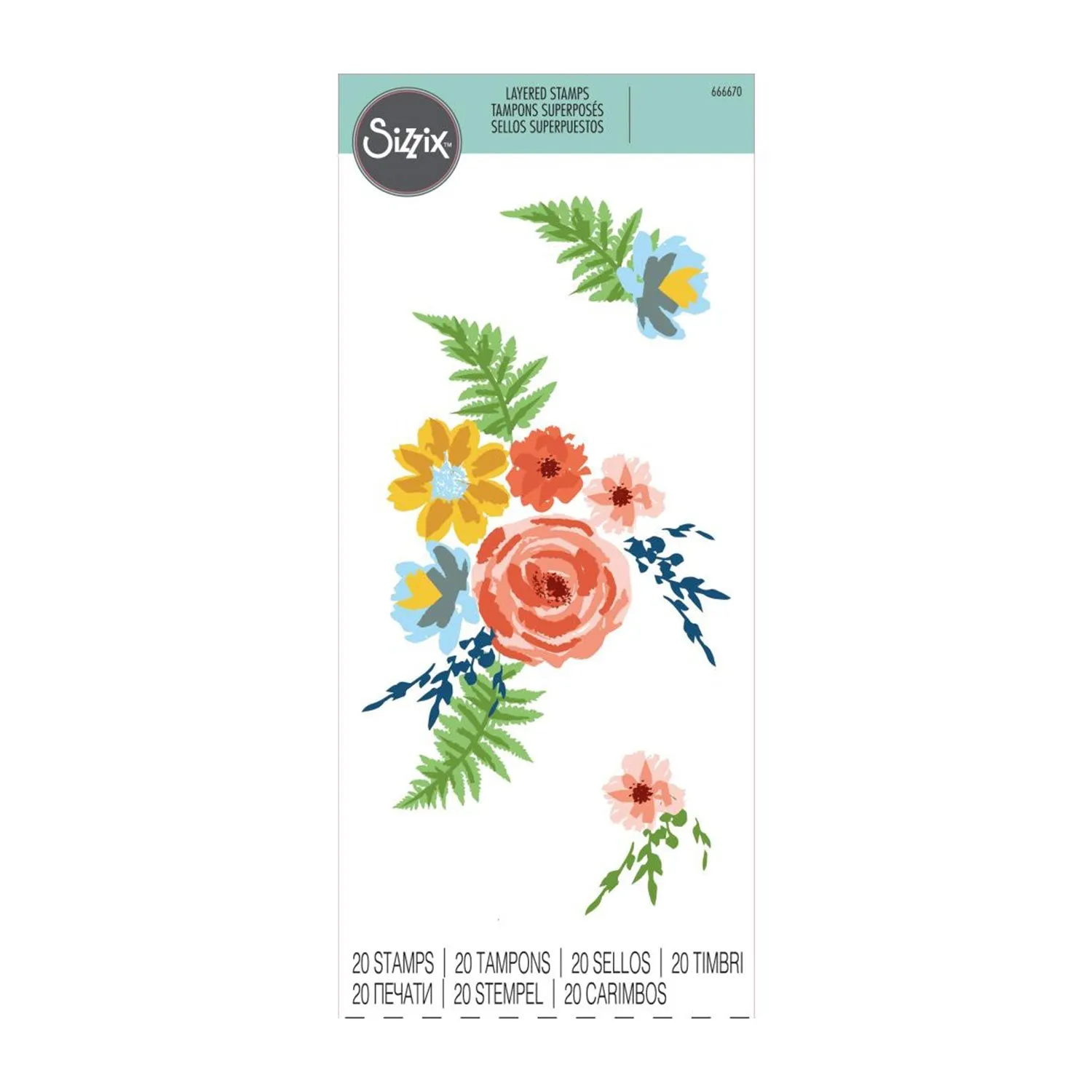 Sizzix Layered Clear Stamps 20/Pkg - Painted Florals
