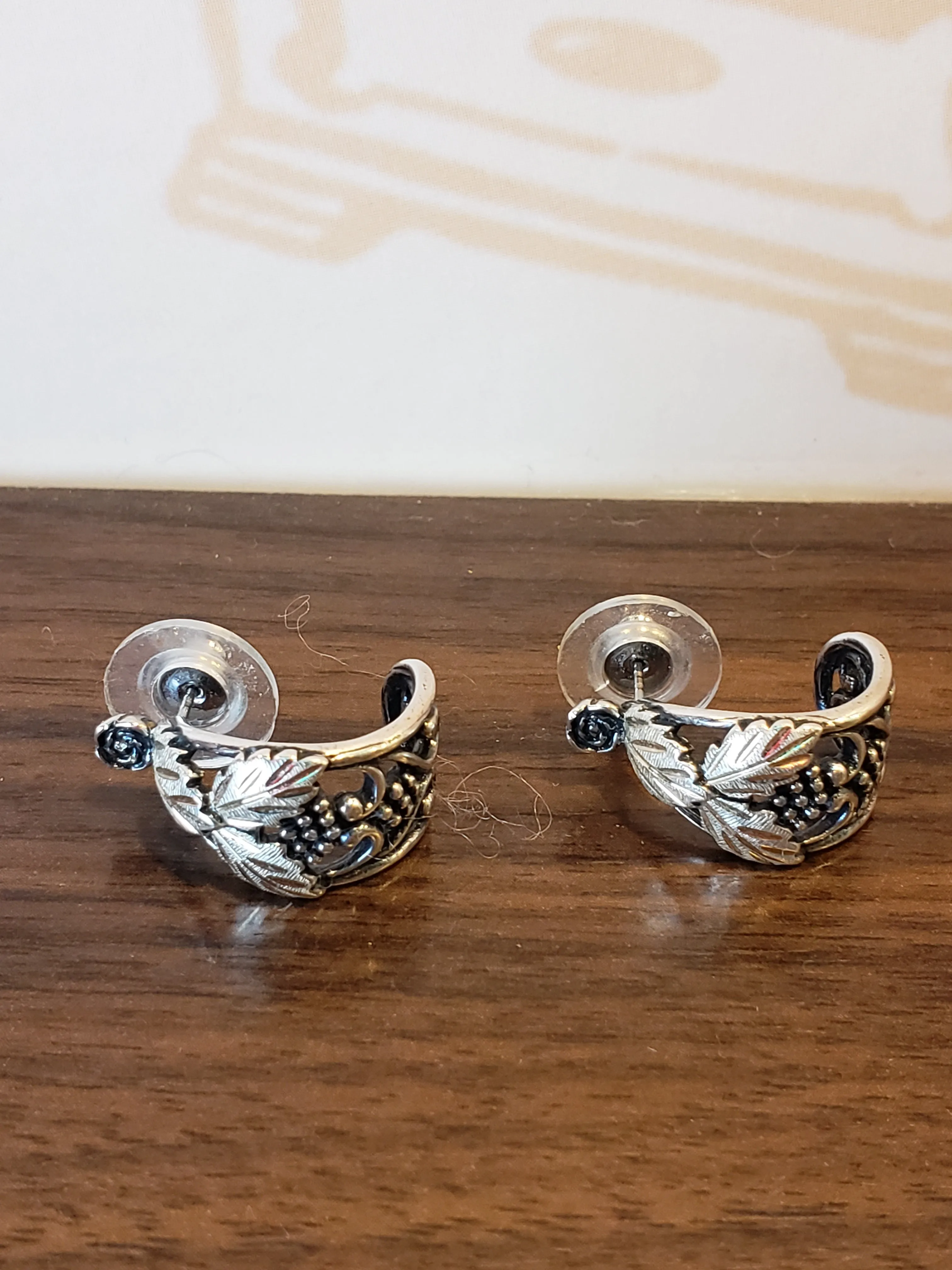 Sterling and Black Hills Gold Cuff Earrings