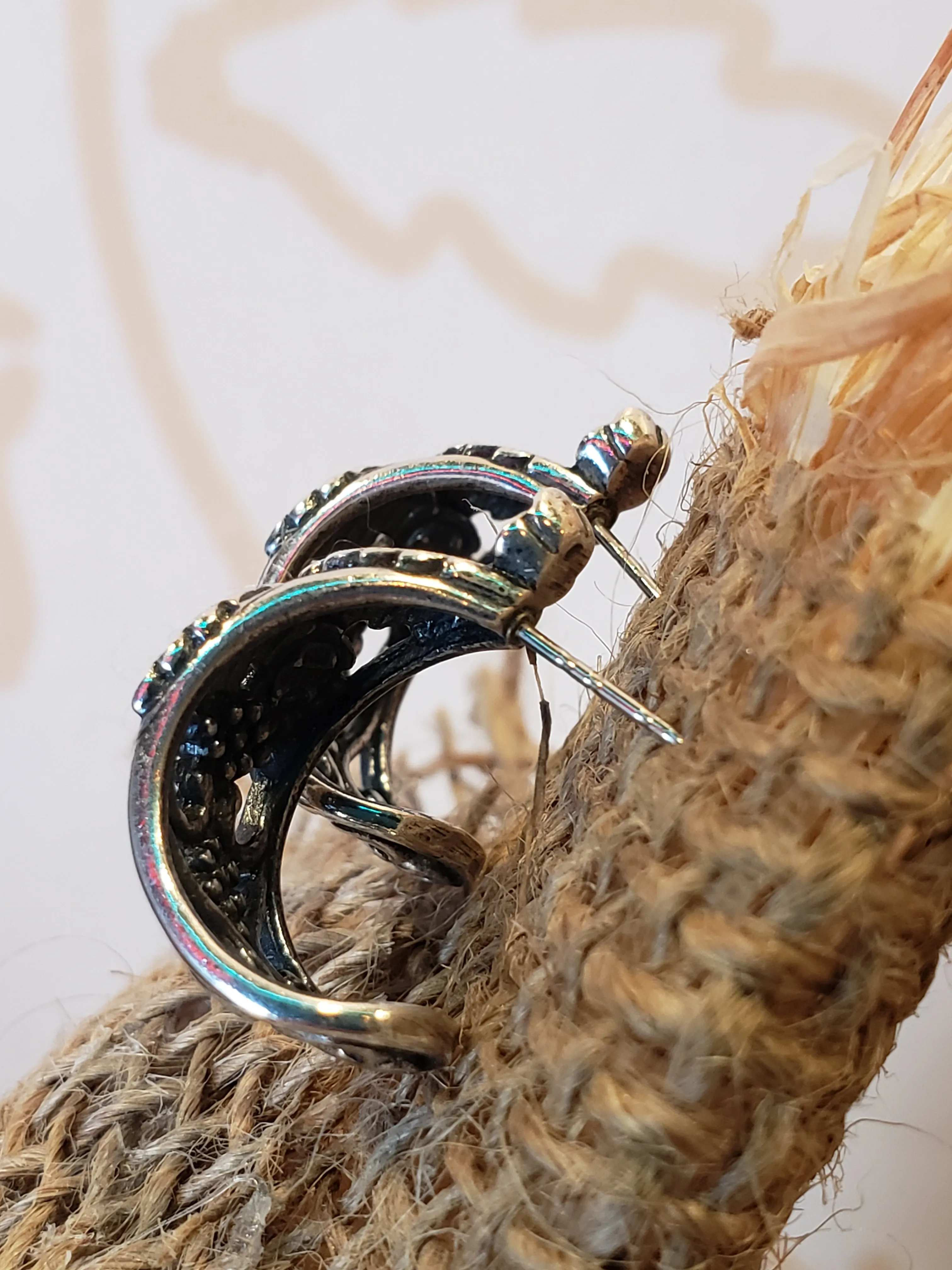 Sterling and Black Hills Gold Cuff Earrings