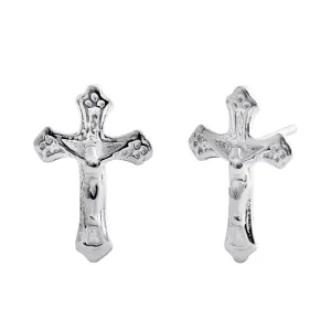 Sterling Silver Crucifix Stud Earrings