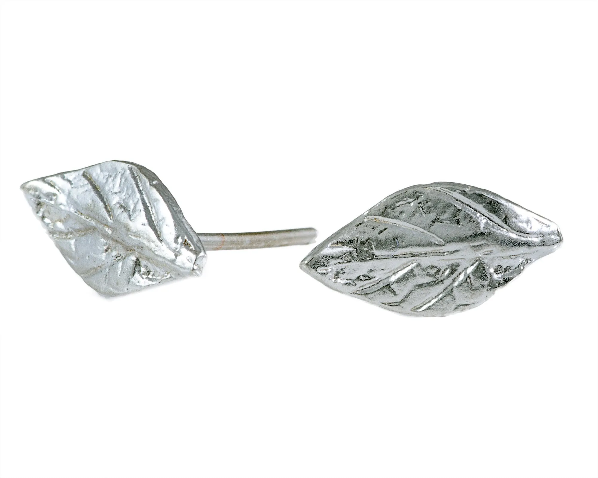Sterling silver leaf stud earrings