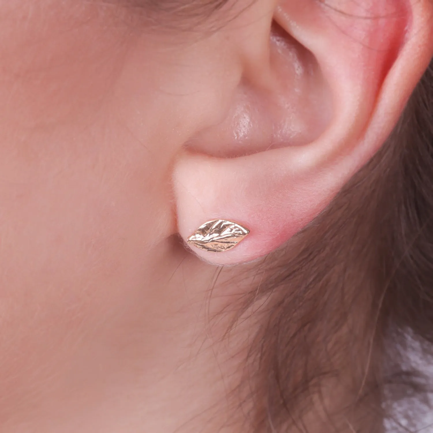 Sterling silver leaf stud earrings