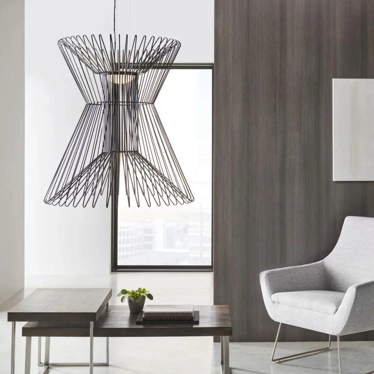 Syrma Grande36 in. LED Pendant Light 3500K Black finish