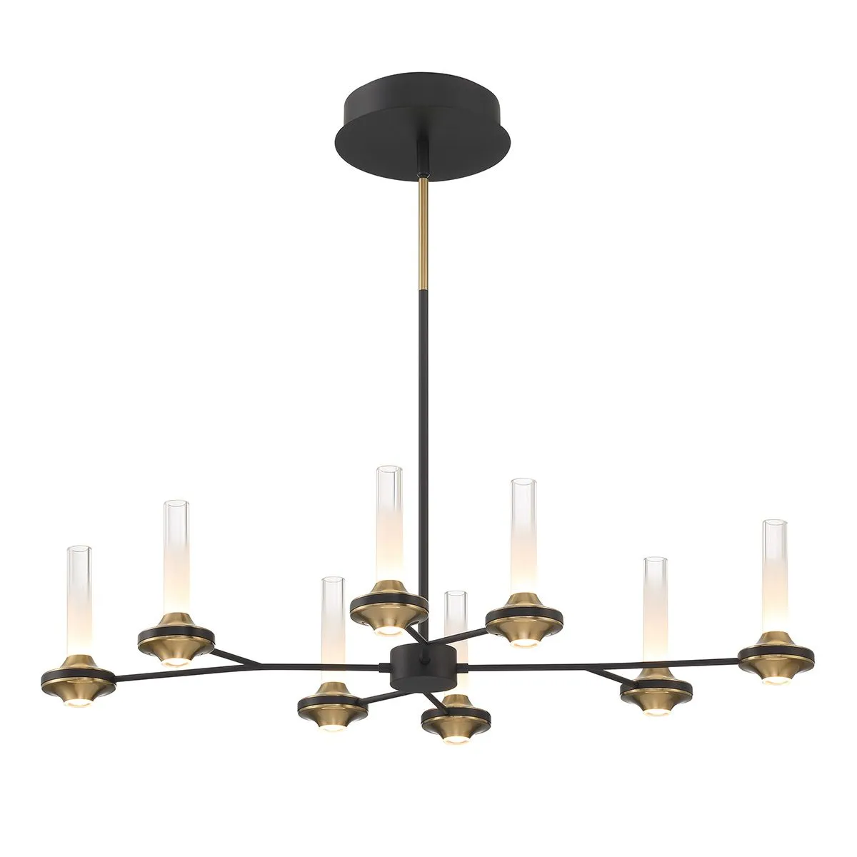 Torcia 16 Lights 36 in. LED Chandelier Black & Gold Finish