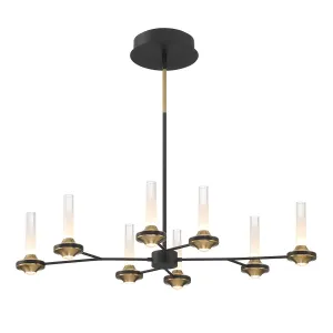 Torcia 16 Lights 36 in. LED Chandelier Black & Gold Finish