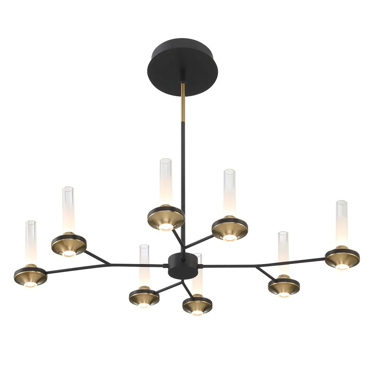 Torcia 16 Lights 36 in. LED Chandelier Black & Gold Finish