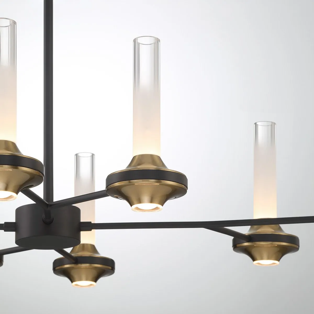 Torcia 16 Lights 36 in. LED Chandelier Black & Gold Finish