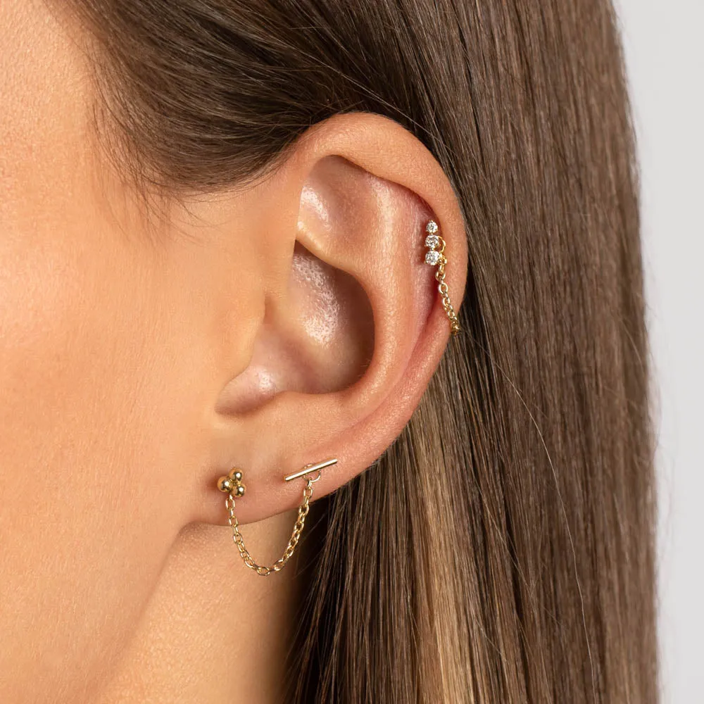Triple Ball Stud Earrings in 10k Gold