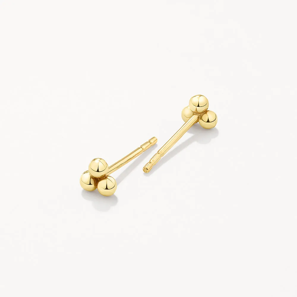 Triple Ball Stud Earrings in 10k Gold