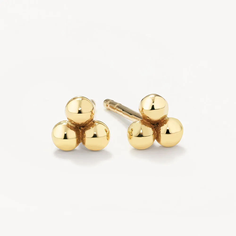 Triple Ball Stud Earrings in 10k Gold
