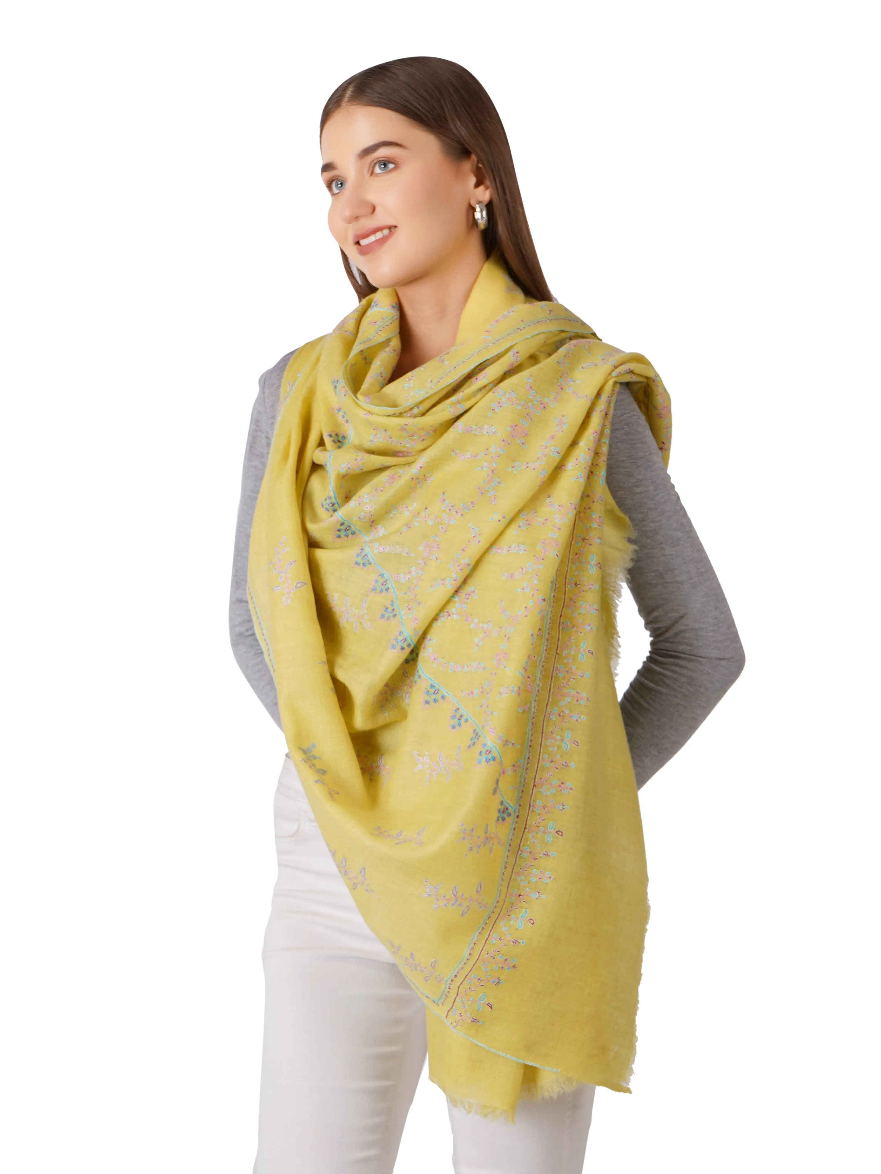 Versatile Pashmina Shawl – Day to Night Fashion - Lemon