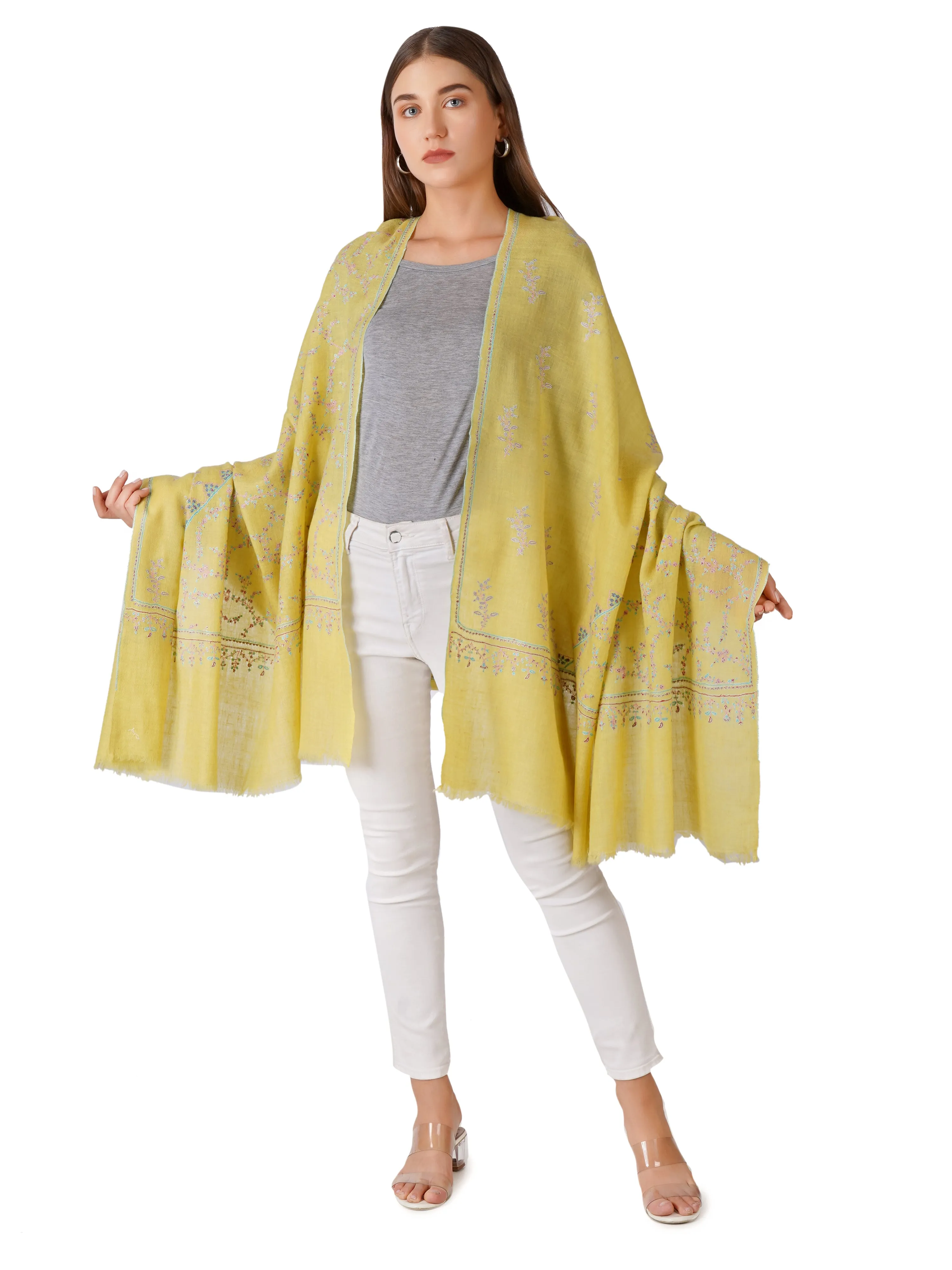 Versatile Pashmina Shawl – Day to Night Fashion - Lemon