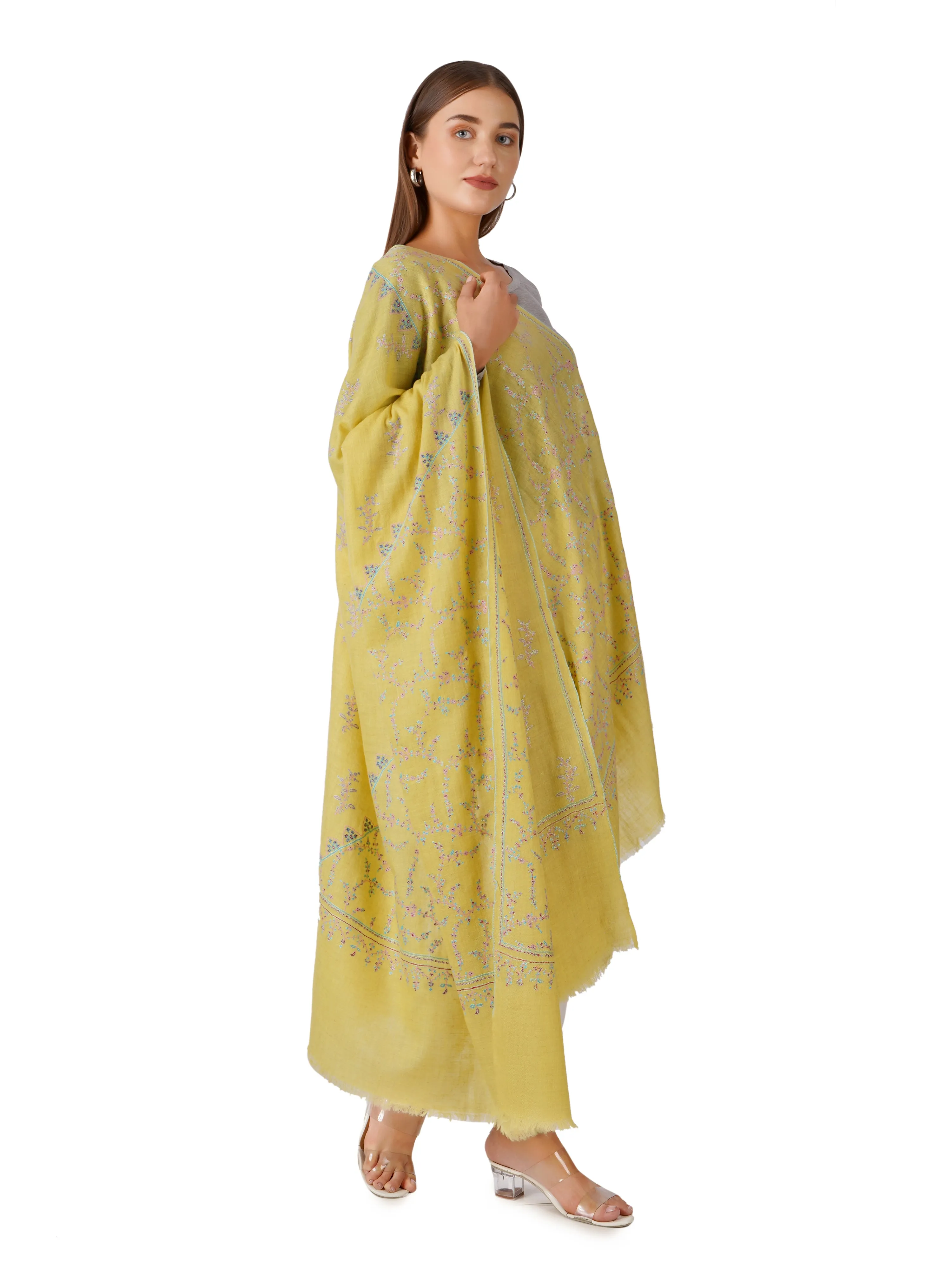 Versatile Pashmina Shawl – Day to Night Fashion - Lemon