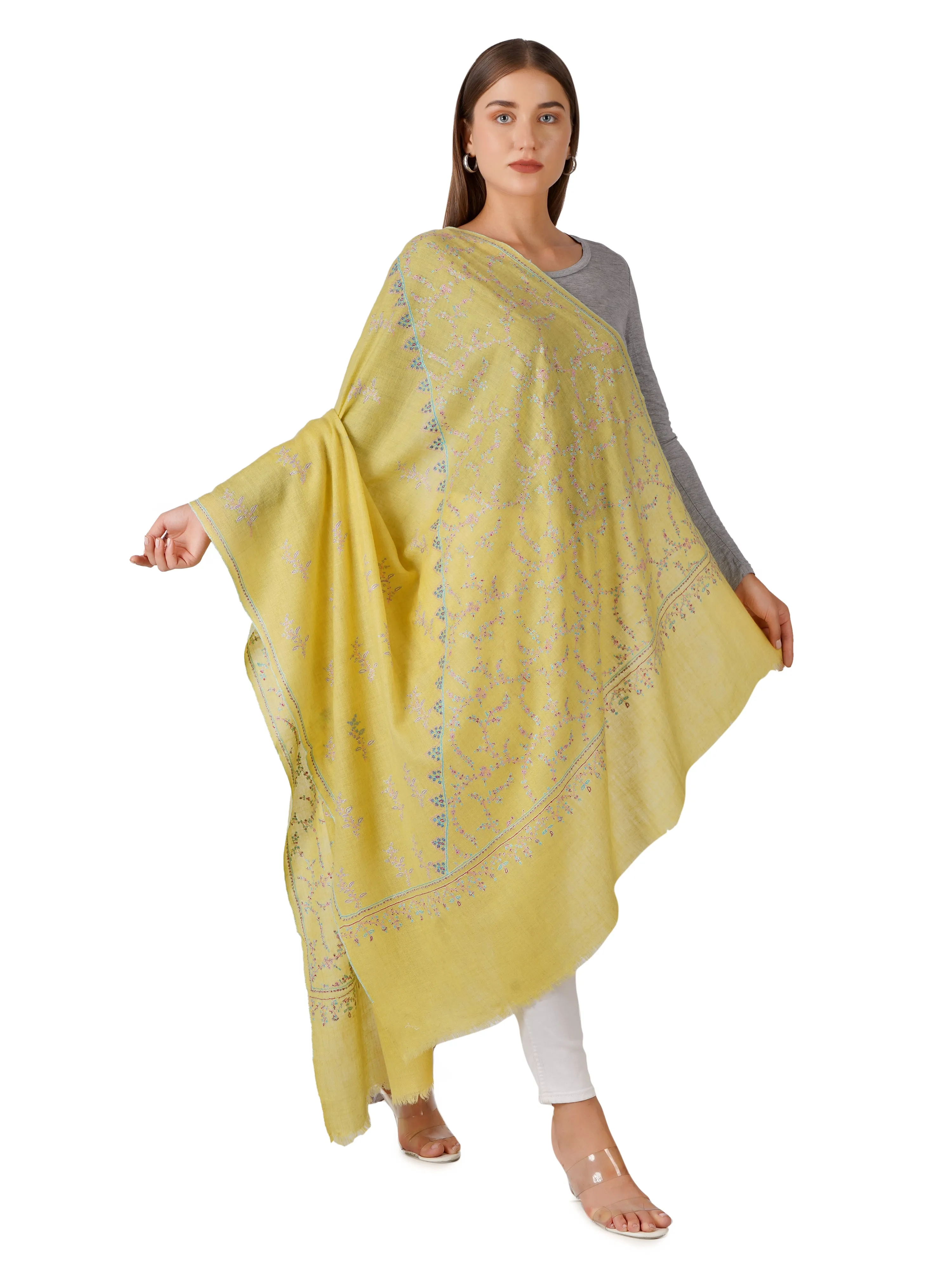 Versatile Pashmina Shawl – Day to Night Fashion - Lemon