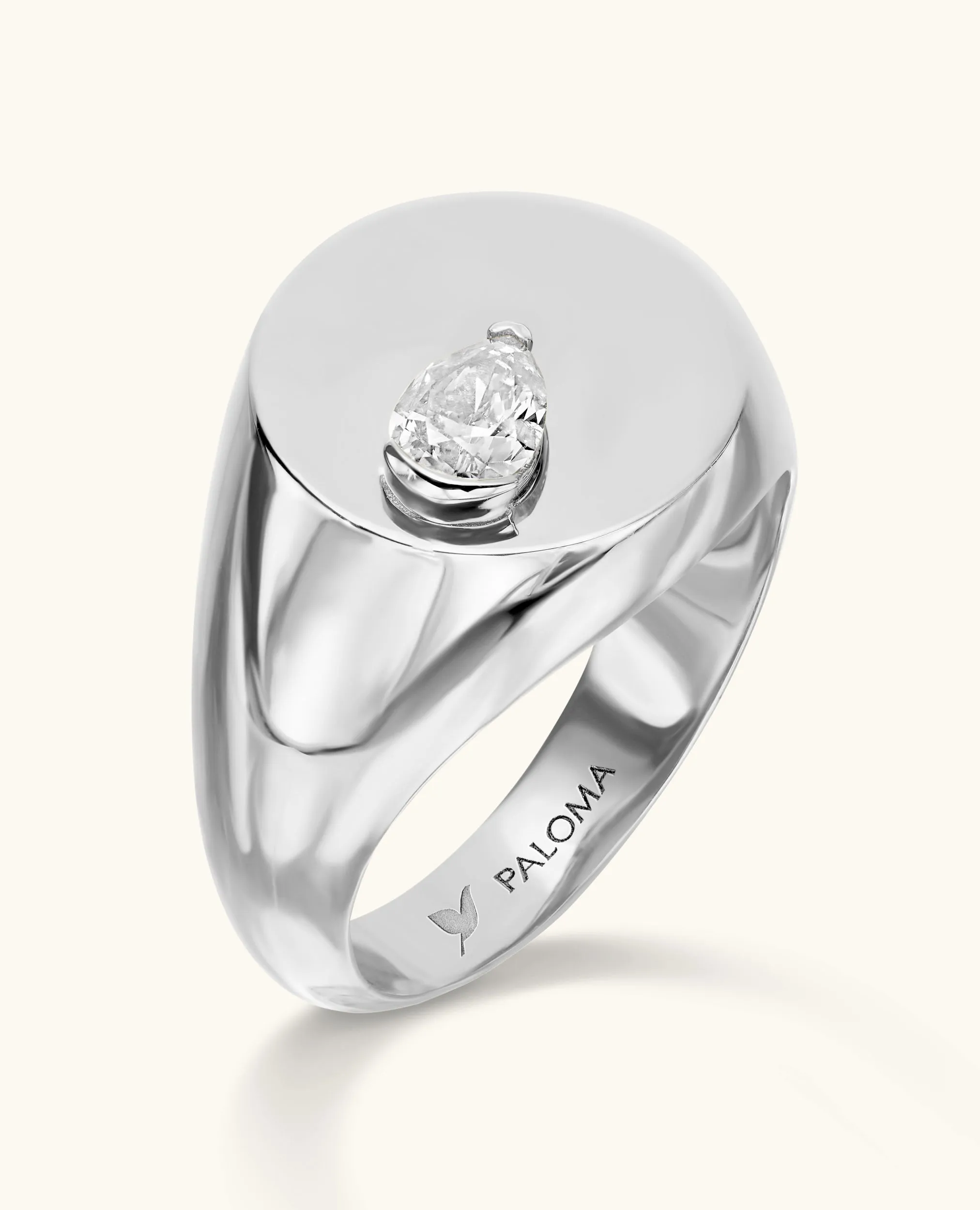 White Diamond Signet Ring