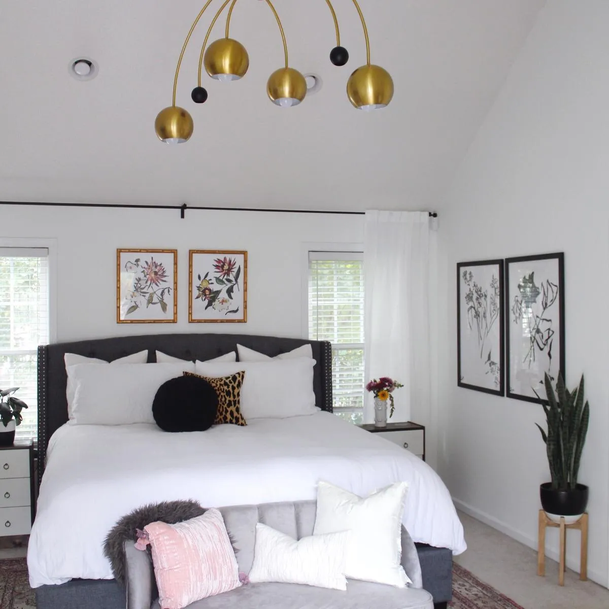 Willow 6 Lights Chandelier Aged Brass & Black finish