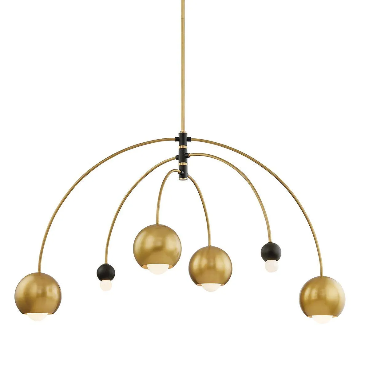 Willow 6 Lights Chandelier Aged Brass & Black finish