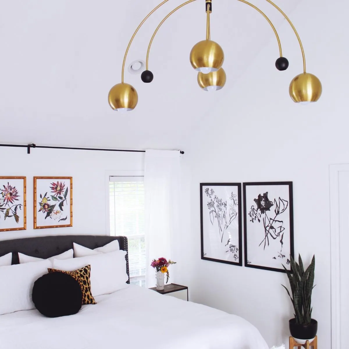 Willow 6 Lights Chandelier Aged Brass & Black finish
