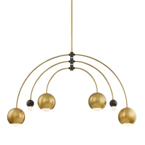Willow 6 Lights Chandelier Aged Brass & Black finish