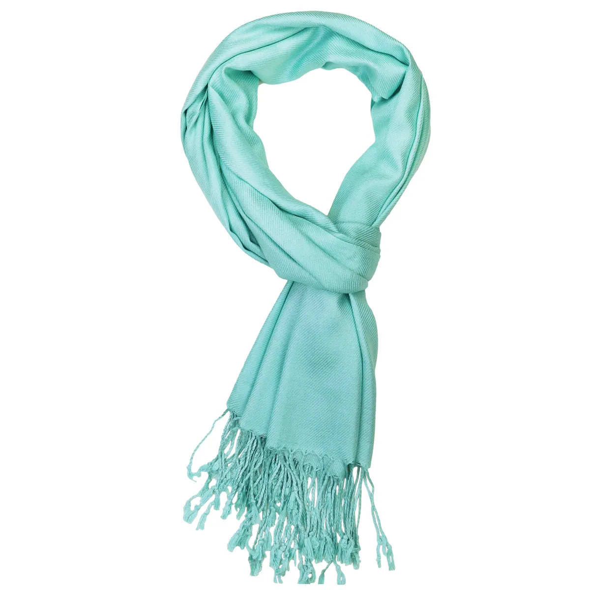Women's Soft Solid Color Pashmina Shawl Wrap Scarf - Aqua Blue